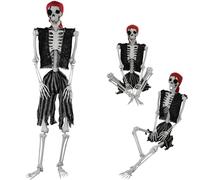 AOFOX 165cm Huesos Humanos de Todo el Cuerpo en Halloween, articulaciones móviles, para Accesorios de Fiesta, decoración de Casas embrujadas en cementerios de Terror (Plástico, 165cm-Piratería)