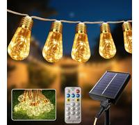 Aogled Cadena de Luces LED Solares Para Exteriores, 8m, Bolas de Cristal Solar Para Exteriores, Cadena de Luces Solares Con Mando a Distancia Para Jardín, Terraza, Balcón, Boda