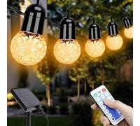 Aogled Cadena de Luces Solar para Exteriores G40, Luz Blanca Cálida, 2700 K, con 15,5 M/25 Bombillas LED, con Mando a Distancia, para Decoración de Interiores y Exteriores