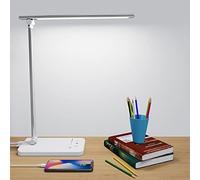 Aogled Lámpara de Escritorio LED,Lampara Estudio Escritorio Regulable 5 Niveles de Brillo 5 Modos de Color,Flexo led Escritorio con puerto de carga Tipo C USB,45min Temporizador,Control Tactil