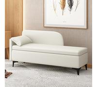 Aogley Banco Almacenaje Moderno, Estructura de Madera Maciza, Tapizado de Cuero PU, Respaldo y Cojín de Asiento, Almacenamiento Oculto, Adecuado para Sala de Estar(H,125 * 45 * 52cm/49 * 18 * 20in)