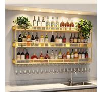 Aogley Botellero Industrial Montado En La Pared, Botellero de Pared con portavasos, Tira de luz LED integrada, 2/3 Niveles Estante Multifuncional para Exhibición De Vinos(80ac*25 * 90cm)
