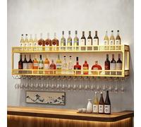 Aogley Botellero Montado En La Pared, Botellero de Pared con Ganchos para Copas de Vino, Estante Industrial de Metal para exhibir Botellas para el hogar, Restaurante, Bares(100 * 25 * 54cm)