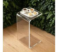 Aogley Mesa de Extremo de acrílico Transparente, Taburete de acrílico, mesillas de Noche Dormitorio, Mesa Auxiliar en Forma de C Bancos de Ducha para Bebidas de Control Remoto(Clear,55cm)
