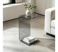 Aogley Mesa de Extremo de acrílico Transparente, Taburete de acrílico, mesillas de Noche Dormitorio, Mesa Auxiliar en Forma de C Bancos de Ducha para Bebidas de Control Remoto(Gray,65cm)