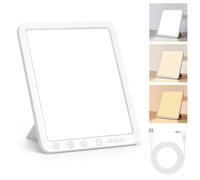 AOGOE Lámpara de Luz Diurna, Lampara Luminoterapia 15000 Lux con 3 Colores de Luz y 5 Brillo Ajustable y 4Temporizador, Lámpara Solar Sin Uv Con Función de Memoria para Mejorar El Estado de Ánimo