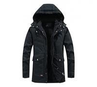 AOGOTO Chaqueta de Parka de algodón grueso para hombre, abrigo casual de invierno con capucha extraíble, cómodas camisetas de moda, C-negro, M