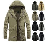 AOGOTO Parka de algodón grueso para hombre, abrigo casual de invierno con capucha extraíble, cómodo tops de moda, A-Army Verde, XXL