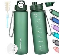 AOHAN Botella de agua de 1 l, botella de agua sin BPA, apta para deportes, con ácido carbónico, a prueba de fugas, botella deportiva motivadora con filtro para bicicleta, fitness, senderismo y escuela