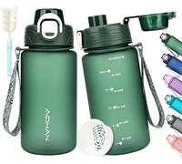 AOHAN Botella de agua de 600 ml, sin BPA, apta para deportes, con ácido carbónico, a prueba de fugas, botella deportiva motivadora con filtro para bicicleta, fitness, senderismo y escuela