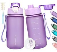 AOHAN Botella de agua de 600 ml, sin BPA, apta para deportes, con ácido carbónico, a prueba de fugas, botella deportiva motivadora con filtro para bicicleta, fitness, senderismo y escuela