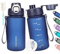 AOHAN Botella de agua de 600 ml, sin BPA, botella deportiva a prueba de fugas, botella deportiva motivadora con filtro para bicicleta, fitness, senderismo y escuela