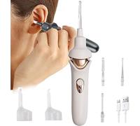 Aohcae Eliminador de cerumen, Oroclear con luz LED y 5 cabezales de repuesto lavables, aspirador eléctrico de cerumen, limpiador de oído silencioso seguro para adultos y niños