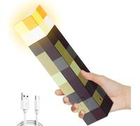 Aohcae Lámpara de noche de pared, lámpara 3D Minecraft con 4 colores, recargable por USB, lámpara de noche para niños, mano y montaje en pared, antorcha Minecraft, imitación de llama para cosplay