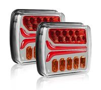 AOHEWEI 2 piezas 12/24V LED Luces traseras para remolque con impermeable, Lámpara de posición de freno Señal de giro dinámica Luz de matrícula para RV Caravana Tractor Camión Furgoneta E-mark