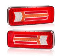 AOHEWEI 2 Piezas Luces Traseras para Remolque 12V/24V Super Brillantes Impermeables con Intermitente, Frenos, Marcha Atrás, Antiniebla y Reflector para Camiones, Autocaravanas, Furgonetas, Tractores