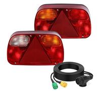 AOHEWEI Kit de Luces Traseras de Remolque Lámpara De Freno para Camión Iluminación Indicadora Kit de Cableado y Enchufe de 13 Pines con Cable de 5 Hilos 5,5m para Remolque Caravana o Camión