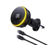 AOHI 15W Soporte para teléfono coche inducción,Cargador Magsafe de coche,Enfriamiento del teléfono,Soporte magnético inalámbrico del coche rejilla de aireación/salpicadero para iPhone 16/15/14/13/12