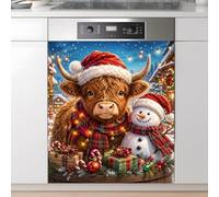 AOHMPT Adhesivo magnético para lavavajillas: panel decorativo para decoración de cocina, 58,4 x 66 cm, decoración de electrodomésticos, decoración de paneles (HighlandCow)