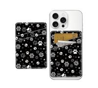 AOHRO Tarjetero para teléfono, doble bolsillo de piel, adhesivo para teléfono, bonito tarjetero, soporte para tarjetas de crédito para funda de teléfono, huellas de perro