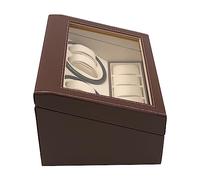 Aohuada - Caja de reloj de cuerda automática, caja de reloj de 2 niveles 4+6 ranuras con cojines para relojes, superficie de piel y tapa de cristal, /