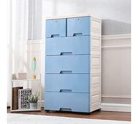Aohuada Cajonera con ruedas, mueble de plástico, 6 cajones, torre de cajones con 4 ruedas, contenedor de oficina, armario con ruedas, cajonera de 50 x 35 x 102 cm (azul)