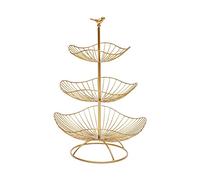 Aohuada Cesta de frutas de metal dorado con frutero para cocina, 3 pisos