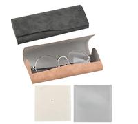 Aohyue 2 fundas rígidas para gafas de sol, gafas de lectura, de piel sintética de, con un paño de microfibra