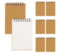 Aohyue Bloc de Notas A7, 8 Piezas Libreta Pequeña en Espiral, 70Hojas, Bloc de Dibujo con Tapa Kraft, Libreta Desprendible Hojas Blancas, Mini Bloc de Notas para Notas, Oficina, Escuela y Hogar