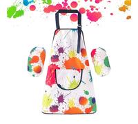 Aohyue Delantal Infantil para Pintura con 1 Par de Mangas, Bata Ajustable Impermeable para Niños de 6 a 12 Años, Ideal para Manualidades, Cocina, Dibujar y Escuela