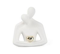 Aohyue Estatua romántica para parejas, esculturas abstractas blancas para decoración de estantes y sala de estar, porcelana para parejas, regalo de boda o compromiso