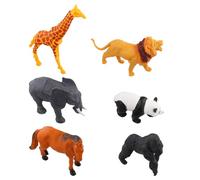 Aohyue Juego de 6 Animales de Juguete, Animales Granja, Orangután, Jirafa, Caballo, Panda, Elefante, León, Adecuado para Niños y Niñas