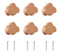 Aohyue Pomos de Madera para Gabinete, 6 Pomos de Madera en Forma de Nube, Pomo Decorativos para Aparador, Pomos para Muebles con Tornillos para Gabinete de Cocina Dormitorio Cajones Puertas
