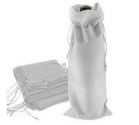 AOICXB Bolsa de Vino con cordón, 12 Unidades de Bolsas de Regalo Sencillas de Tela de Lino for Botellas de Vino, Ideales for Viajes, Bodas, cumpleaños, Fiestas (Blancas).(White)