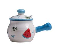 AOICXB Dispensador de azucarero, tarro condimentos, con estampado frutas pintado a mano tapa y cuchara, especias cerámica 250ml(Watermelon)