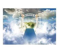 Aoihrraan 1,5x1m Cielo Telón de Fondo Escalera al Cielo Paraíso Puerta Nubes Fotografía Fondo Pascua Pancarta Iglesia Evento Rezar Decoración Hombre Mujer Adultos Arte Retrato Foto Estudio Props