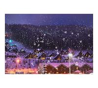 Aoihrraan 1,5x1m Ciudad de Cuento de Hadas Telón de Fondo Pueblo de Navidad Bosque Nevando Lámpara de Carretera Brillante Invierno País de Las Maravillas Fotografía Fondo Fiesta Video Foto Prop