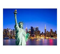 Aoihrraan 1,5x1m Estatua de Libertad Fondo Nuevo York Punto de Referencia Rascacielos Ciudad Noche Vista Fotografía Fondo 4 de Julio Independencia Día Celebración Fiesta Retrato Foto Puntales