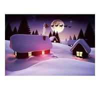 Aoihrraan 1,5x1m Navidad Casa Telón De Fondo Campo Nieve Cubierto Nieve Chalet Cielo Estrellado Luna Papá Noel Invierno Renos Vista Nocturna Fotografía Chica Chico Niños Adulto Retrato Fotográfico