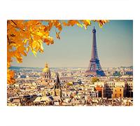 Aoihrraan 1,5x1m París Eiffel Torre Telón De Fondo Francés Otoño Ciudad Vista Hoja De Arce Amanecer Fondo Fotografía Europeo Viajes Vacaciones Cumpleaños Boda Amante Niños Adultos Retrato Foto