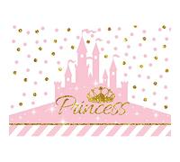 Aoihrraan 1,5x1m Real Princesa Cumpleaños Telón De Fondo Rosado Castillo Brillantina Oro Corona Brillante Dorado Blanco Puntos Fondo Fotografía Princesa Muchacha Bebé Ducha Cabrito Retrato Foto