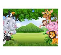 Aoihrraan 1,5x1m Selva Safari Fondo Dibujos Animados zoológico Animales pastizales montaña fotografía Fondo para Niños Cumpleaños Fiesta Mesa Decoración Bebé Ducha Pancarta Niño Retrato Foto Prop