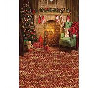 Aoihrraan 1,5x2,2m Invierno Navidad Chimenea Fotografía Fondo Navidad Árbol Regalo Sofá Vintage Flor Patrón Alfombra Fondo Nuevo Año Familia Fiesta Festival Celebrar Retrato Foto Estudio Accesorios