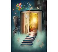 Aoihrraan 1,5x2,2m Magia Libro Fondo Cuento De Hadas Castillo Libros Escaleras Globos Animal Mundo Primavera Encantado Bosque Fotografía Fondo Niñas Princesa Cumpleaños Fiesta Retrato Foto Accesorios