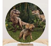 Aoihrraan 150cm Diámetro Dinosaurio Redondo Fotografia Telón De Fondo Safari Selva Mundo Parque Jurásico Período Bosque Verde Césped Sfondo Baby Shower Niños 1Er Cumpleaños Fiesta Niños Retrato Foto