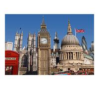 Aoihrraan 2,2x1,5m Big Ben Telón de Fondo Londres Campanario Cabina de teléfono roja Ciudad Famosa Paisaje Fotografía Fondo Tour Vacaciones Boda Sesión Niños Adultos Viajes Retrato Foto Props