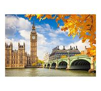 Aoihrraan 2,2x1,5m Big Ben Telón de Fondo Puente de Londres Hojas de Arce Edificio Europeo Paisaje de otoño Fondo de fotografía Al Aire Libre Boda Viajes Niños Adultos Amante Retrato Foto Prop