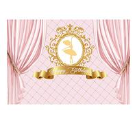 Aoihrraan 2,2x1,5m Feliz Cumpleaños Fotografía Fondo Ballet niñas Rosa Cortina Barroco Redondo Frontera patrón Fondo Bailarina Princesa Cumpleaños Fiesta Pastel Smash Banner Decoración Foto Prop