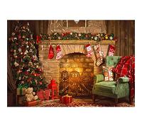 Aoihrraan 2,2x1,5m Navidad Chimenea Telón Fondo ?rbol Navidad Calcetín Regalo Ladrillo Cálido Chimenea Sofá Pared Madera Alfombra Roja Fondo Fotografía A?o Nuevo Fiesta Ni?os Adultos Retrato Fotos