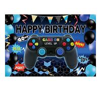 Aoihrraan 2,2x1,5m Video Juego En Fondo Gamepad Globos Cintas Celebrar Nivel Arriba Juegos Tema fotografía Fondo Niños Feliz Cumpleaños Fiesta Pastel Mesa Suministros Retrato Foto Estudio Accesorios